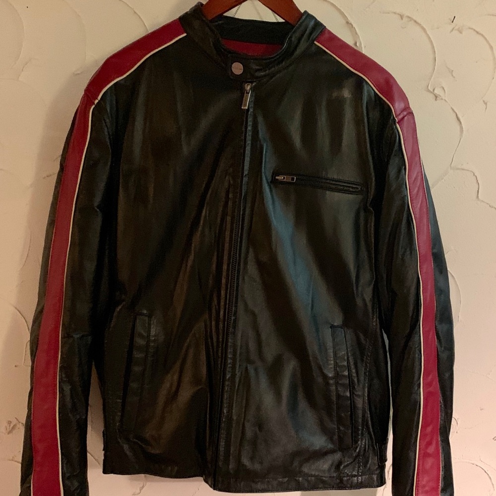 Motorcycle style leather jacket